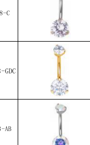Double CZ Prong-Set Titanium Navel Ring [GZN TB-0056]