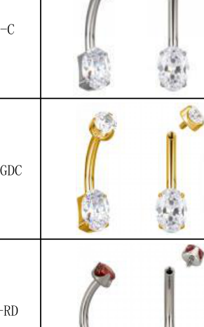 Oval-Cut CZ Titanium Navel Ring [GZN TB-1418]