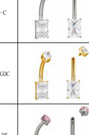 Rectangle-Cut CZ Titanium Navel Ring [GZN TB-1420]