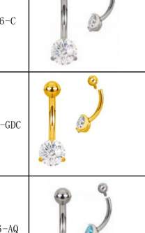 Prong-Set CZ Titanium Navel Ring [GZN TB-1665]