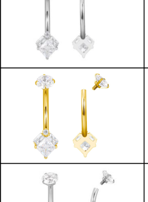 Square CZ Titanium Navel Ring [GZN TB-2212]