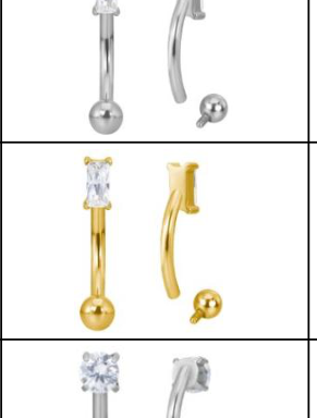 Rectangular CZ Titanium Curved Eyebrow Barbell [GZN TB-2347]