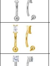 Rectangular CZ Titanium Curved Eyebrow Barbell [GZN TB-2347]